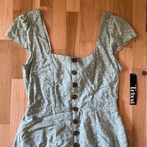 Tie Back Cap Sleeve Midi Button Front Sundress